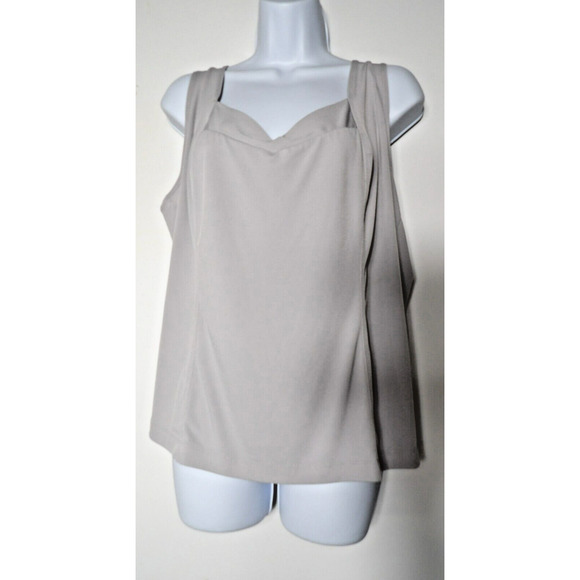 Simonton Says 1X Tank Top Slinky Cami Light Gray Crossover Front Stretch Layerin - Picture 2 of 11